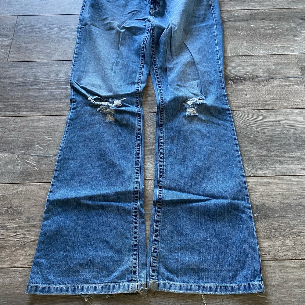 Vanity deconstructed jeans. Bottom show wear. Size 30 x 33.
